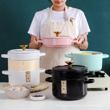 Top sellers 2021 macaron style muebles de cocina ceramic soup & stock pots cooking set food warmer casserole